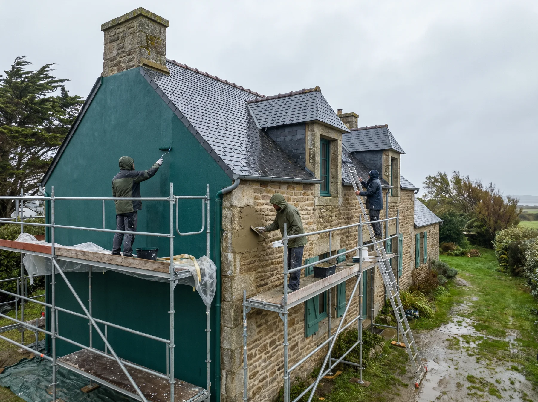Peinture extérieure sur une maison près de Brest
