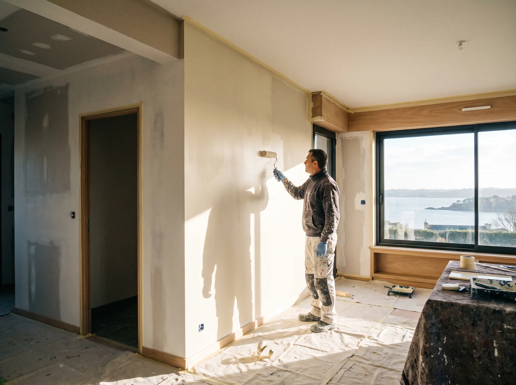 Application soignée d'une peinture intérieure par Provia Habitat